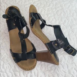 Giani Bernini Black Heeled Leather Sandals 7.5